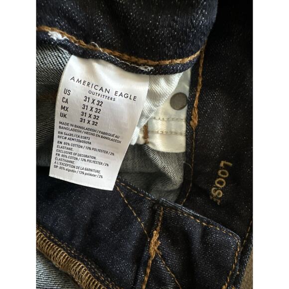 american eagle next level flex Loose Dark Denim jeans mens Size 31 x 32 - Picture 8 of 8